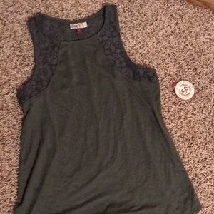 Olive green tank top with lace detail